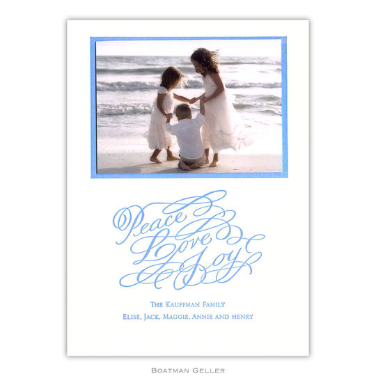 Peace Love and Joy Photo Flat Letterpress Holiday Cards